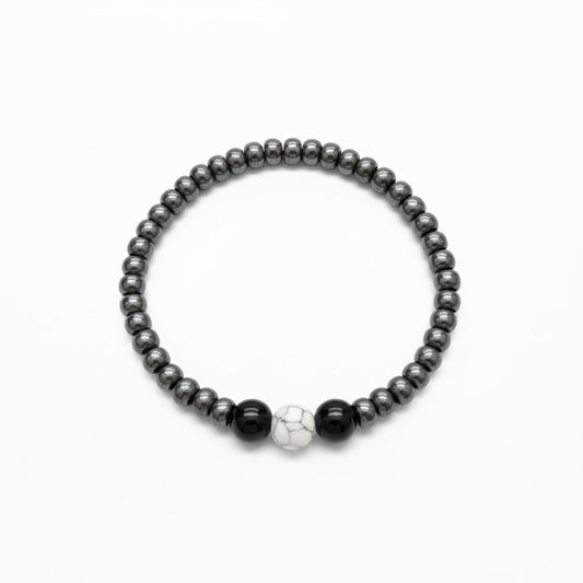 Hematite, Onyx & Howlite Beaded Bracelet