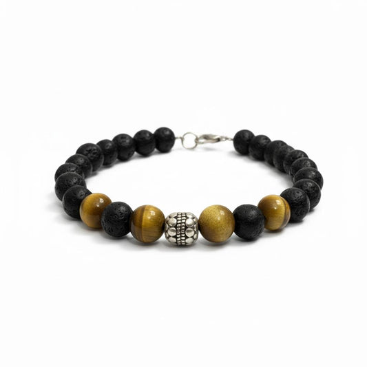Lava Stone & Tiger Eye Beaded Bracelet