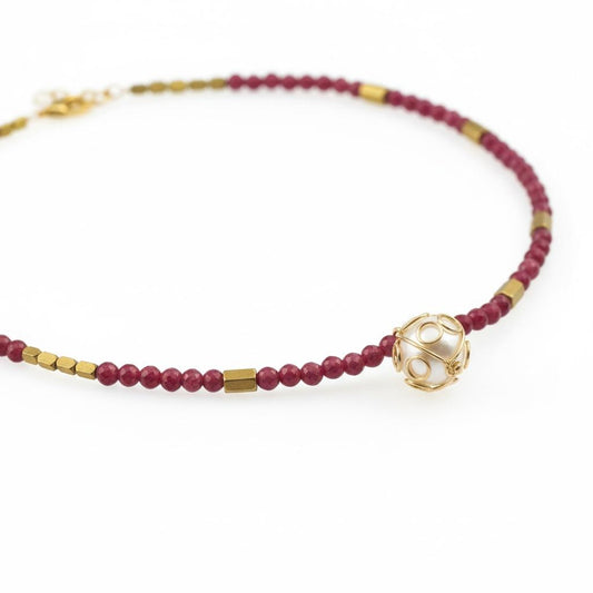 Ruby & Pearl Beaded Necklace
