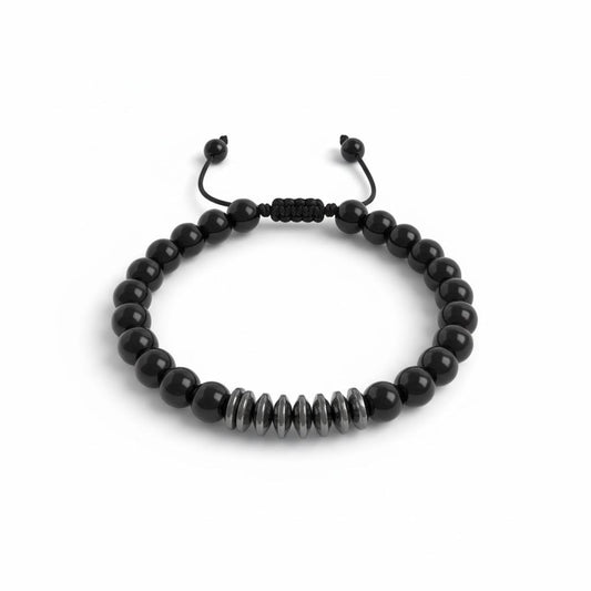 Black Onyx & Hematite Beaded Bracelet