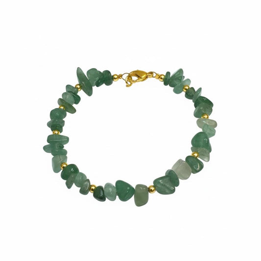 Green Aventurine Chip & Gold Beaded Bracelet