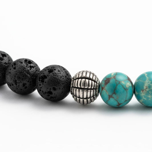 Lava Stone & Turquoise Beaded Necklace