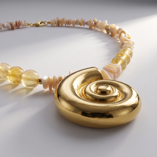 Citrine & Shell Nautilus Necklace