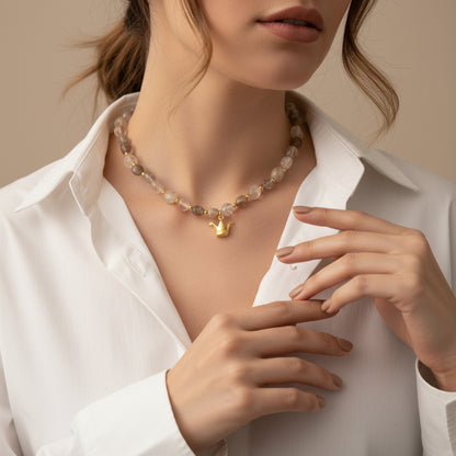 Rutilated Quartz Beaded Necklace