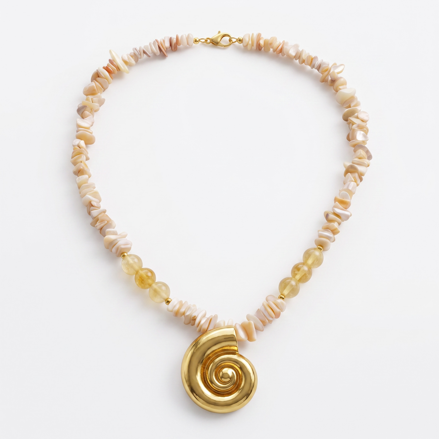 Citrine & Shell Nautilus Necklace
