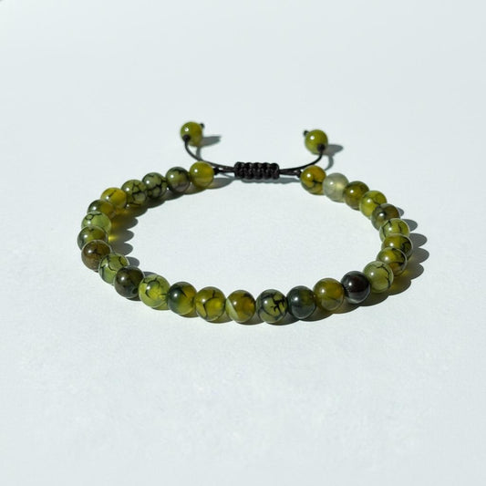 Green Dragon Veins Agate Beaded Bracelet