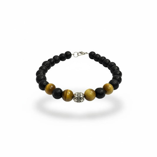 Lava Stone & Tiger Eye Beaded Bracelet