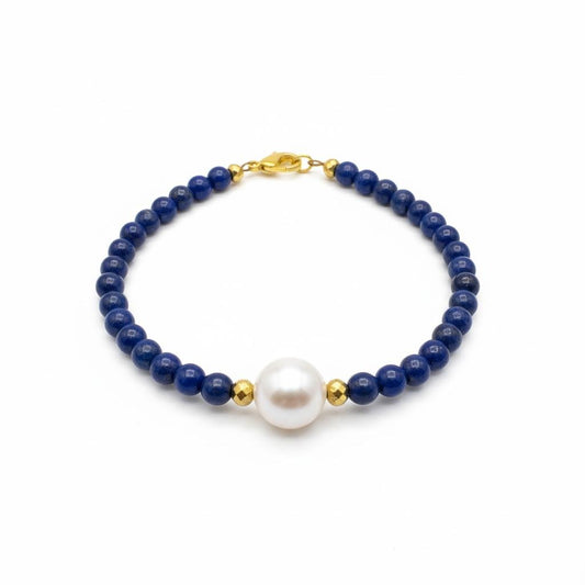 Lapis Lazuli & Pearl Beaded Bracelet