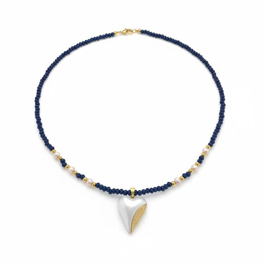 Lapis Lazuli & Pearl Beaded Necklace