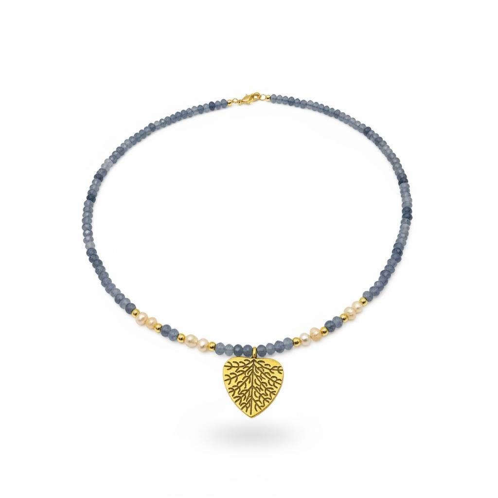 Grey Sapphire & Pearl Beaded Necklace