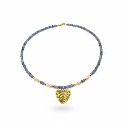 Grey Sapphire & Pearl Beaded Necklace