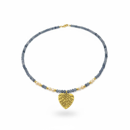 Grey Sapphire & Pearl Beaded Necklace