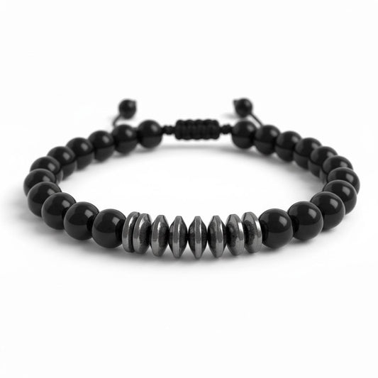 Black Onyx & Hematite Beaded Bracelet