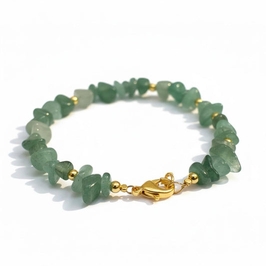 Green Aventurine Chip & Gold Beaded Bracelet