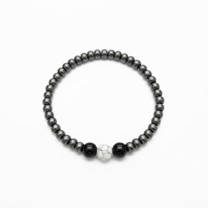 Hematite, Onyx & Howlite Beaded Bracelet