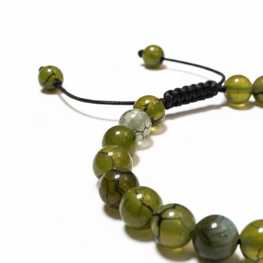 Green Dragon Veins Agate Beaded Bracelet