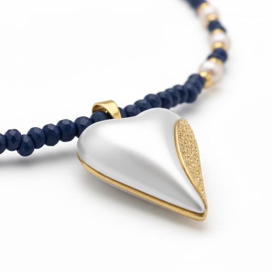 Lapis Lazuli & Pearl Beaded Necklace