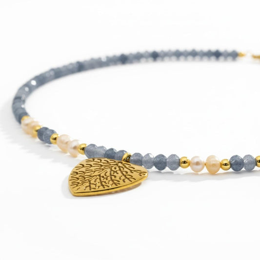 Grey Sapphire & Pearl Beaded Necklace