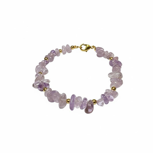 Amethyst Chip & Gold Beaded Bracelet