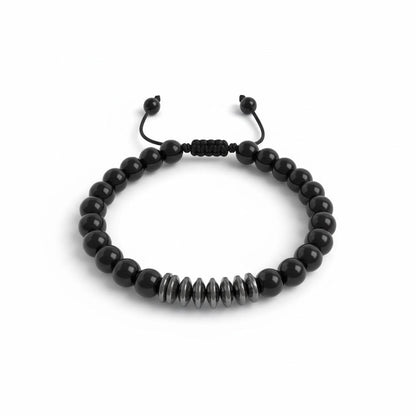 Black Onyx & Hematite Beaded Bracelet