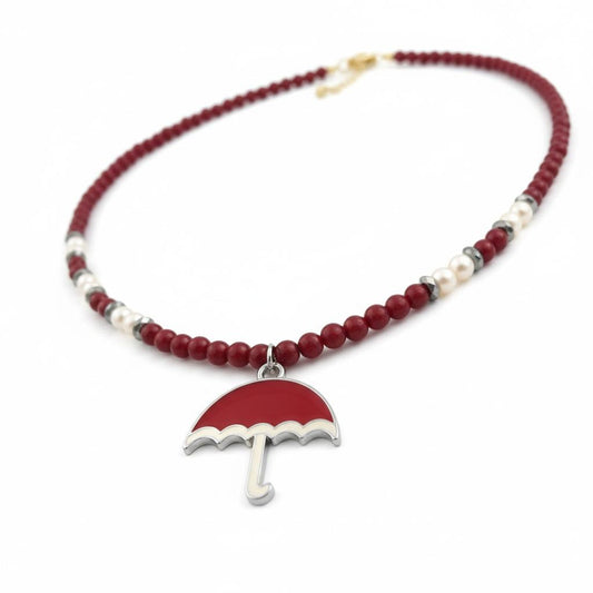 Red Jade & Pearl Beaded Necklace