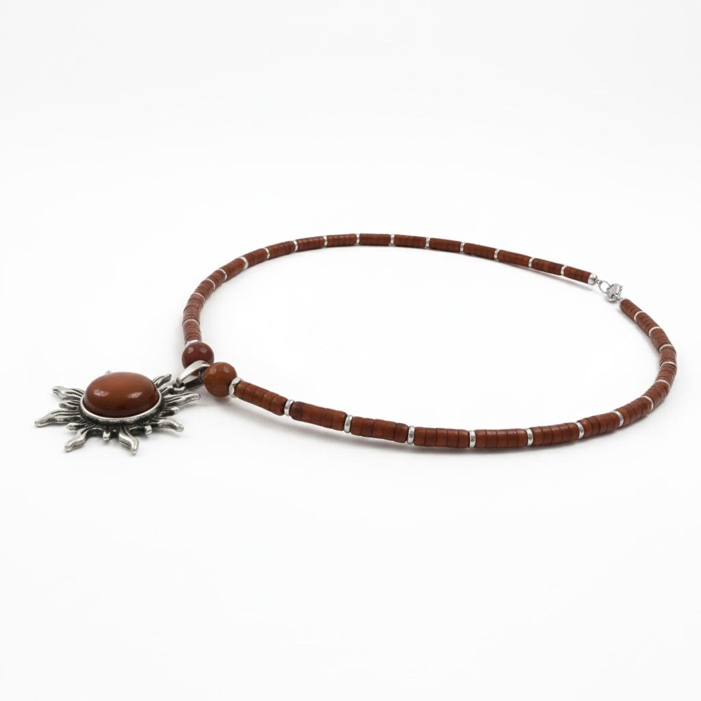 Red Jasper & Sunstone Beaded Necklace