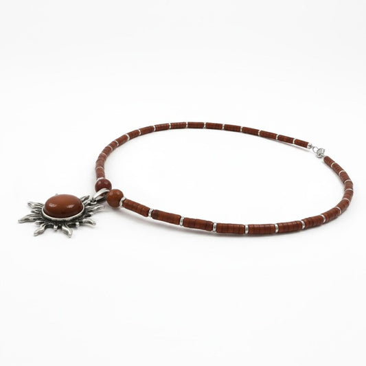 Red Jasper & Sunstone Beaded Necklace